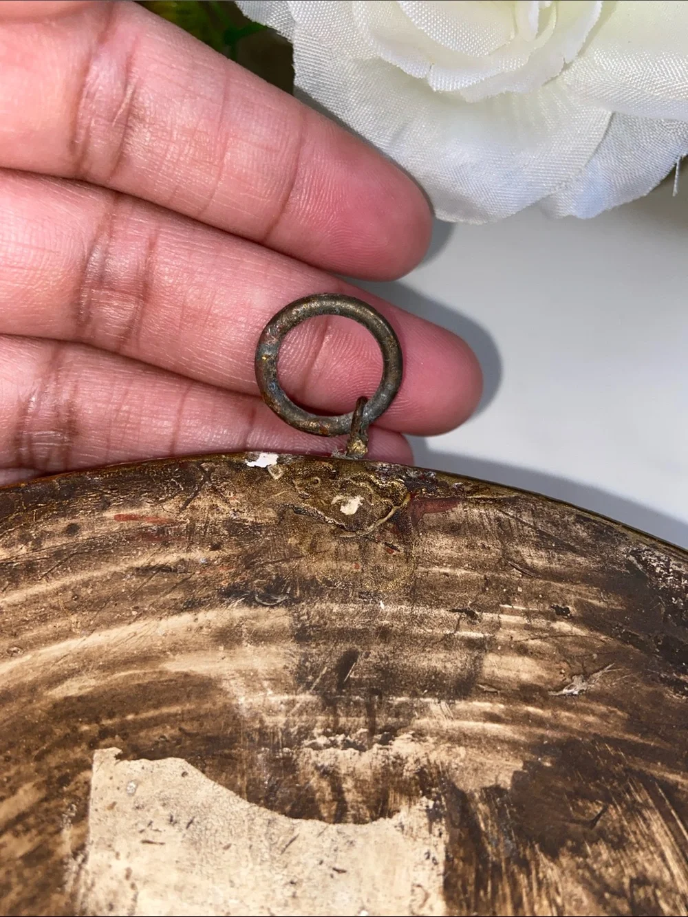 Gold Tone Oval Wall Frame with Vintage Portrait